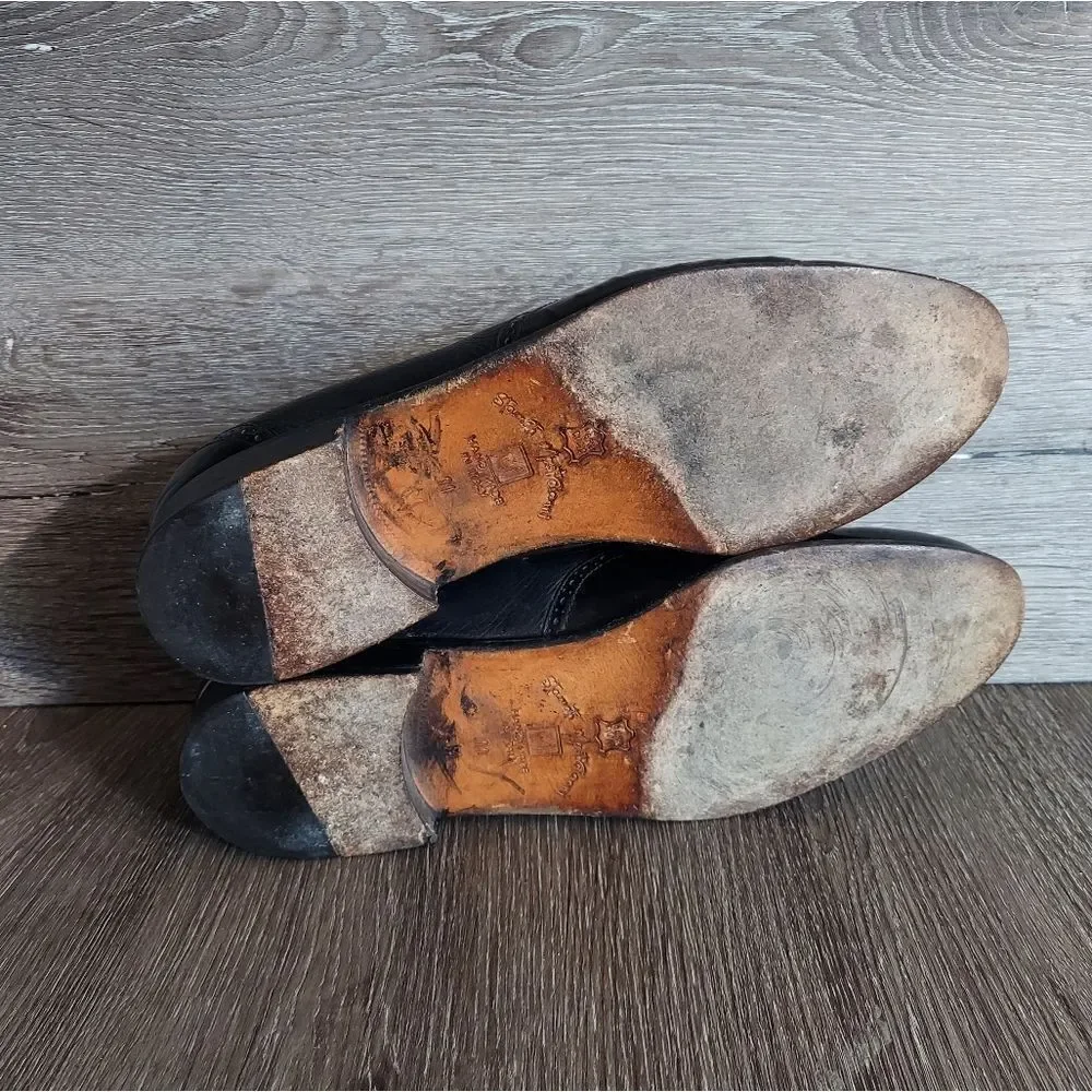 Stamati Mastroianni Hand Made Leather Wing Tip Tassel Loafers Black Size 11